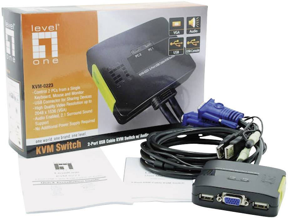 LevelOne KVM-0223 - KVM-/Audio-Switch - 2 x KVM/Audio-1