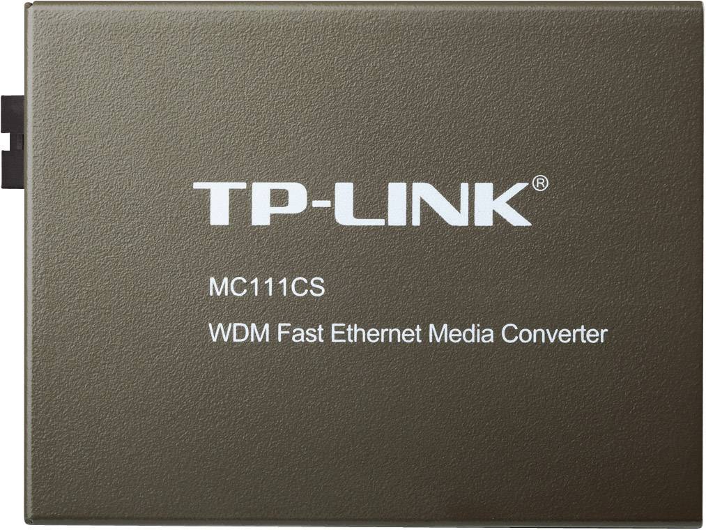 TP-LINK MC111CS WDM Fast Ethernet Media Converter, Vorderansicht des Geräts mit Markenlogo und Produktbezeichnung.
