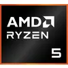 Logo von 'AMD Ryzen 5' auf einem schwarzen Hintergrund mit orangefarbener Umrandung, der die Marke und das Modell des Prozessors hervorhebt.