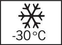 Ein stilisiertes Schneeflocken-Symbol mit der Temperaturanzeige '-30 °C', das Kälte darstellt.