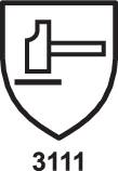 'Schild mit Axt-Symbol und Zahl 3111'