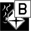 'Gefahrstoffkennzeichnung B' zeigt Reizstoffsymbol mit aufsteigendem Dampf und einem 'B'.