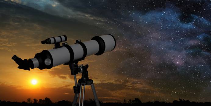 Teleskop zur Sternenbeobachtung ausgerichtet