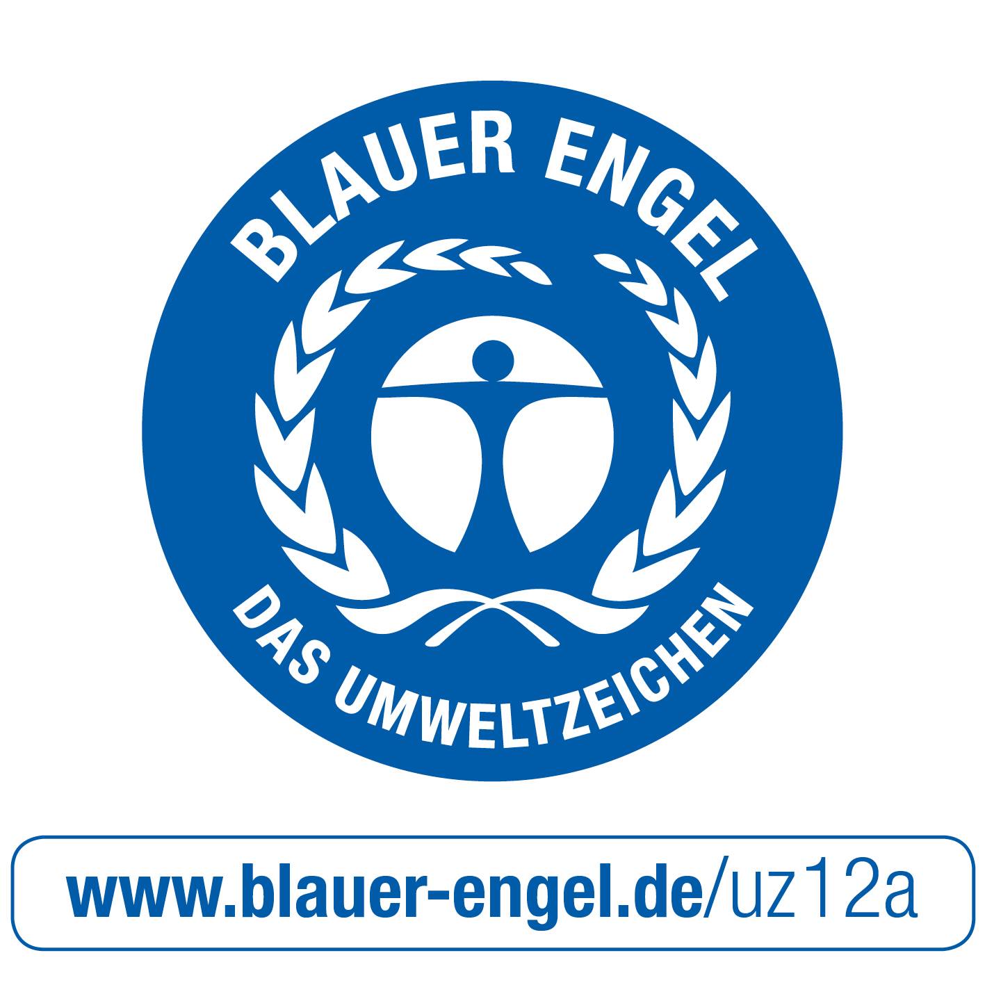 Zertifikat-Logo des 'Blauen Engels', Deutschlands Umweltzeichen, das nachhaltige Produkte und Dienstleistungen kennzeichnet.