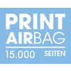 'PRINT AIRBAG 15.000 SEITEN' in weißer Schrift auf blauem Hintergrund.