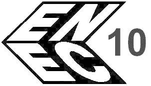'ENEC 10'-Logo, zeigt die Zertifizierung nach europäischen Standards für elektronische Produkte und deren Sicherheit.