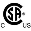 CSA-Logo mit Buchstaben 'C', 'S', 'A', 'C' und 'US'. Zeigt Produktkonformität mit nordamerikanischen Sicherheitsstandards.