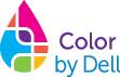 Farbtropfen-Logo mit pixeliger, bunter Struktur neben dem Text 'Color by Dell'.