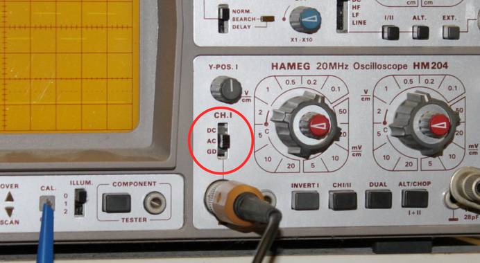 Eingangswahlschalter bei einem analogen Oszilloskop