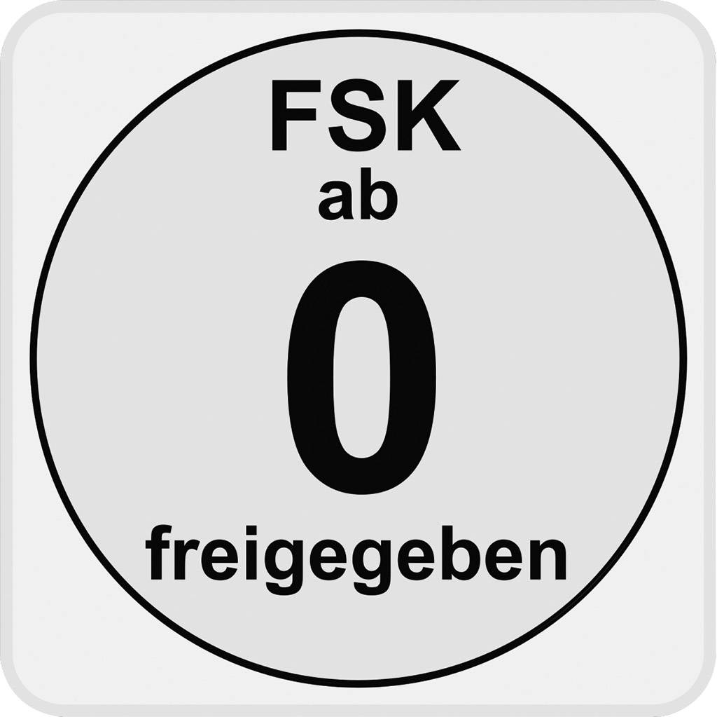 'FSK ab 0 freigegeben' Kreis-Symbol zeigt Altersfreigabe ohne Beschränkung.