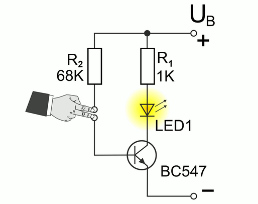 NPN-Transistor mit LED als Verstärker