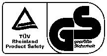 'Logo der TÜV Rheinland Product Safety mit GS Zeichen für geprüfte Sicherheit.'