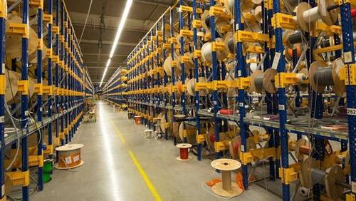 Cable storage at the logistics center of Conrad Electronic in Wernberg-Köblitz.