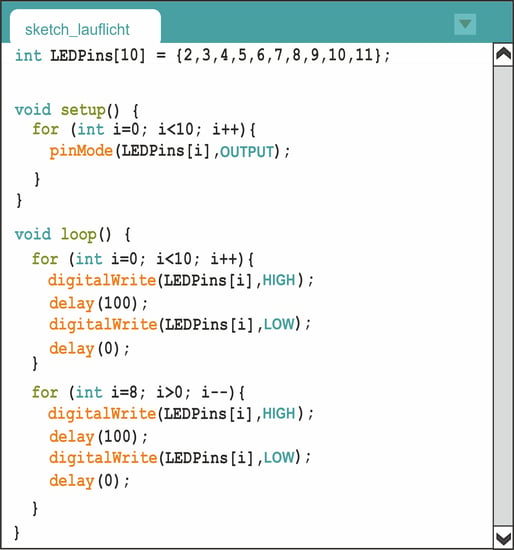 Sketch für das Arduino-Lauflicht