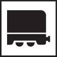 Symbol eines Wohnwagens in einem quadratischen schwarzen Rahmen.