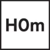 'HO m' in weißen Buchstaben auf einem schwarzen quadratischen Hintergrund.