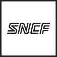 SNCF-Logo auf schwarzem Hintergrund.