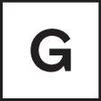 'G' in weiß auf schwarzem quadratischen Hintergrund.