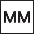 Ein quadratisches Symbol mit schwarzen Buchstaben 'MM' auf weißem Hintergrund.