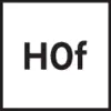 Die Buchstaben 'HOf' sind in schwarzer Schrift auf weißem Hintergrund innerhalb eines quadratischen Rahmens dargestellt.