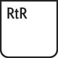 Das Bild zeigt ein quadratisches Symbol mit abgerundeten Ecken und den Buchstaben 'RtR' in der oberen linken Ecke.