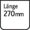 'Schild mit Aufschrift: Länge 270 mm.'