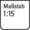 'Schild mit der Aufschrift "Maßstab 1:15".'