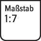 Beschriftung 'Maßstab 1:7', schwarz auf weißem Hintergrund, kennzeichnet den Skalierungsfaktor.