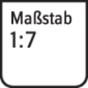 Beschriftung 'Maßstab 1:7', schwarz auf weißem Hintergrund, kennzeichnet den Skalierungsfaktor.