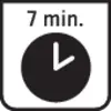 Graphik eines Symbols mit einer Uhr und der Aufschrift '7 min'.