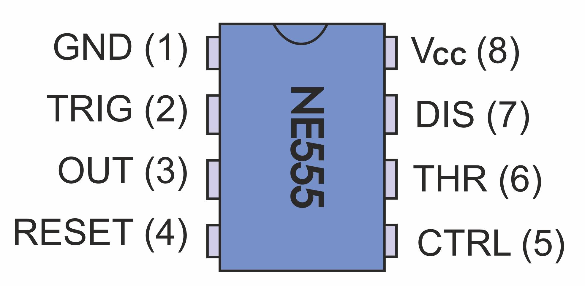 Beschriftung eines NE555 im 8poligen DIP-Gehäuse