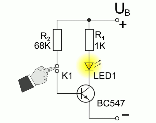 NPN-Transistor mit LED