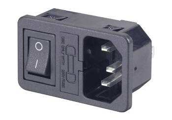 Kaltgeräte Einbaustecker mit Schalter