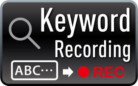 'Keyword Recording'-Bild mit Lupensymbol und 'REC' in Rot, symbolisiert die Aufnahme von Schlüsselwörtern.