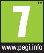 PEGI-Altersfreigabe-Symbol für 7 Jahre, lila Hintergrund, schwarze Zahl, darunter Website-URL 'www.pegi.info'.