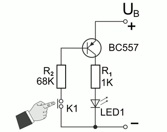 PNP-Transistor mit LED