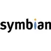 Das Bild zeigt das Logo des Betriebssystems 'Symbian' in schwarzer Schrift mit einem blauen Punkt über dem Buchstaben 'i'.
