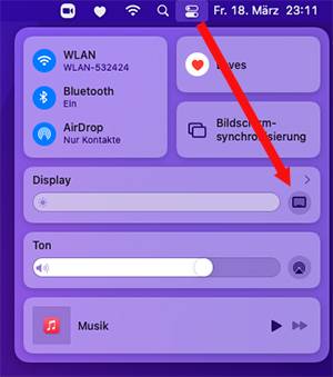 Kontrollzentrum auf dem Apple Mac