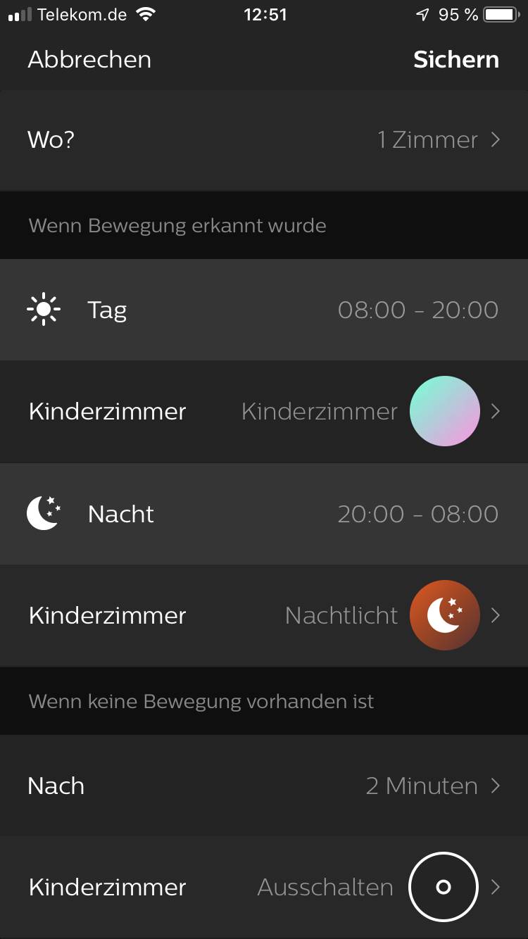 Beleuchtung der Wickelkommode über Philips Hue steuern