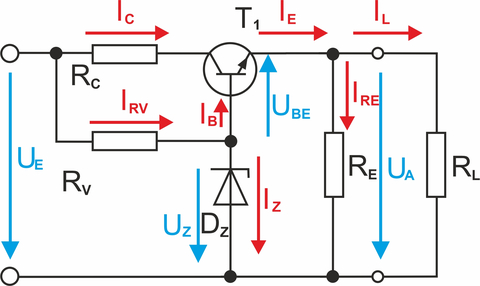 Spannungsstabilisierung mit Transistor und Z-Diode