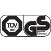 'TÜV SÜD Geprüfte Sicherheit' Logo, zeigt Qualitäts- und Sicherheitszertifikate. Links: Achteck mit 'TÜV SÜD'. Rechts: 'GS' mit 'geprüfte Sicherheit'.