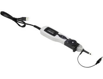 L'image montre un oscilloscope USB. Au lieu d'un écran d'appareil de mesure, on utilise un écran de PC ou d'ordinateur portable.