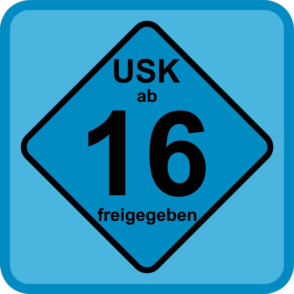 'USK ab 16 freigegeben' in einer grünen Raute.