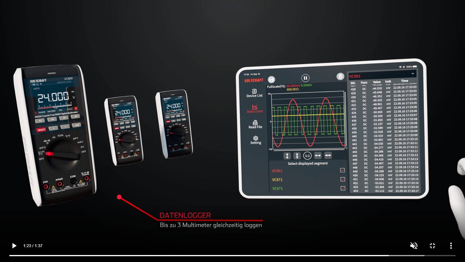 Datenloggen mit dem VC-871 oder VC-891