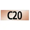Das Bild zeigt ein rechteckiges Schild mit orangefarbenem Hintergrund und der schwarzen Aufschrift 'C20'.