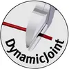 'DynamicJoint' Logo mit Abbildung eines rotierenden Gelenks und eines roten Stabs, die Beweglichkeit und Flexibilität symbolisieren.