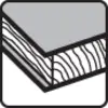 Ein schematisches Bild eines Holzbalkenträgers, der eine rechteckige, dreischichtige Struktur mit farbigen und geäderten Schichten zeigt.