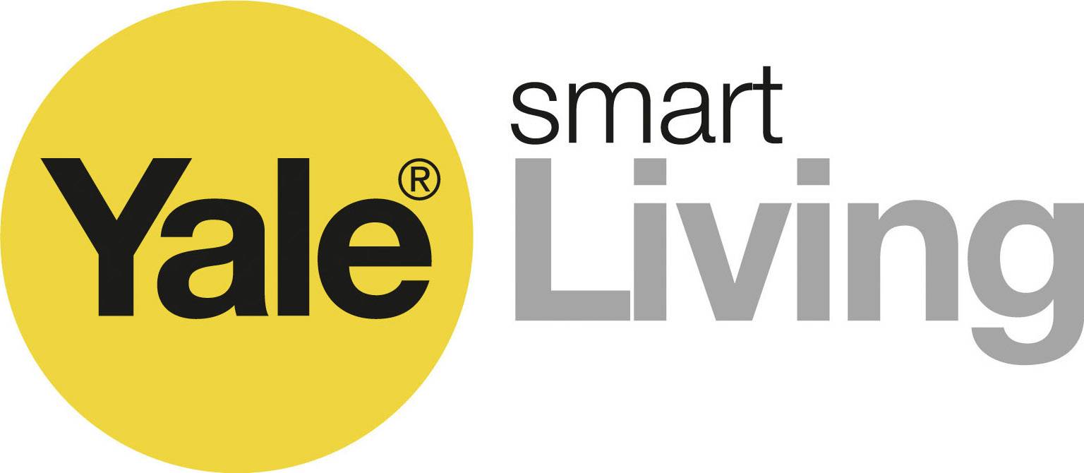'Yale smart Living'-Logo mit gelbem Kreis um 'Yale'.