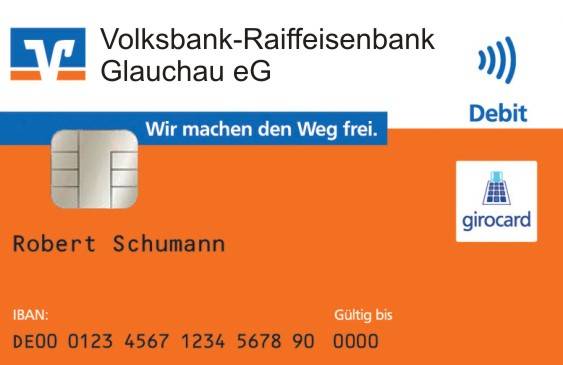 Das Bild zeigt eine weit verbreitete Bankcard der Volksbank-Raiffeisenbank