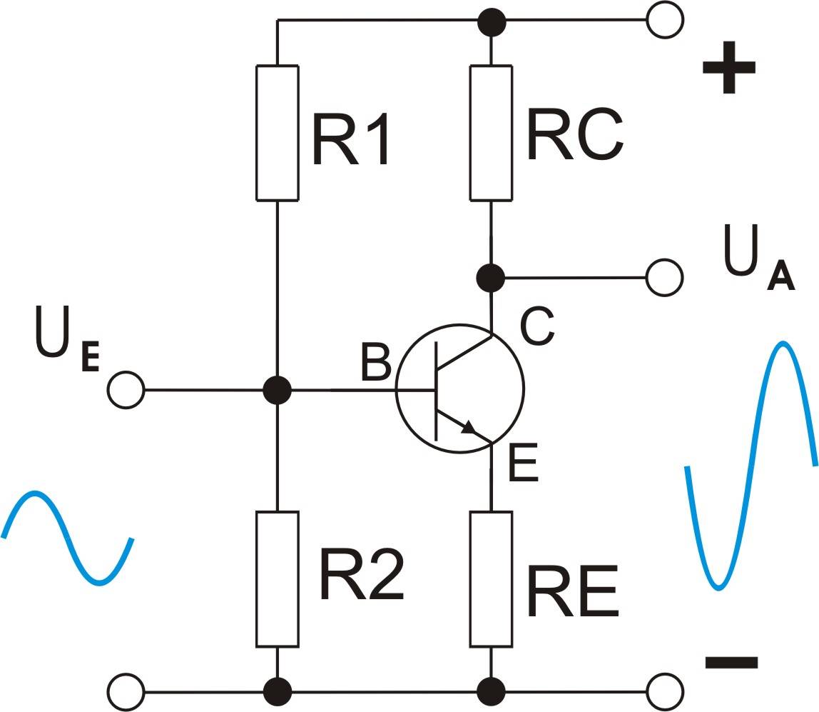 Transistor in Emitterschaltung zur Signalverstärkung